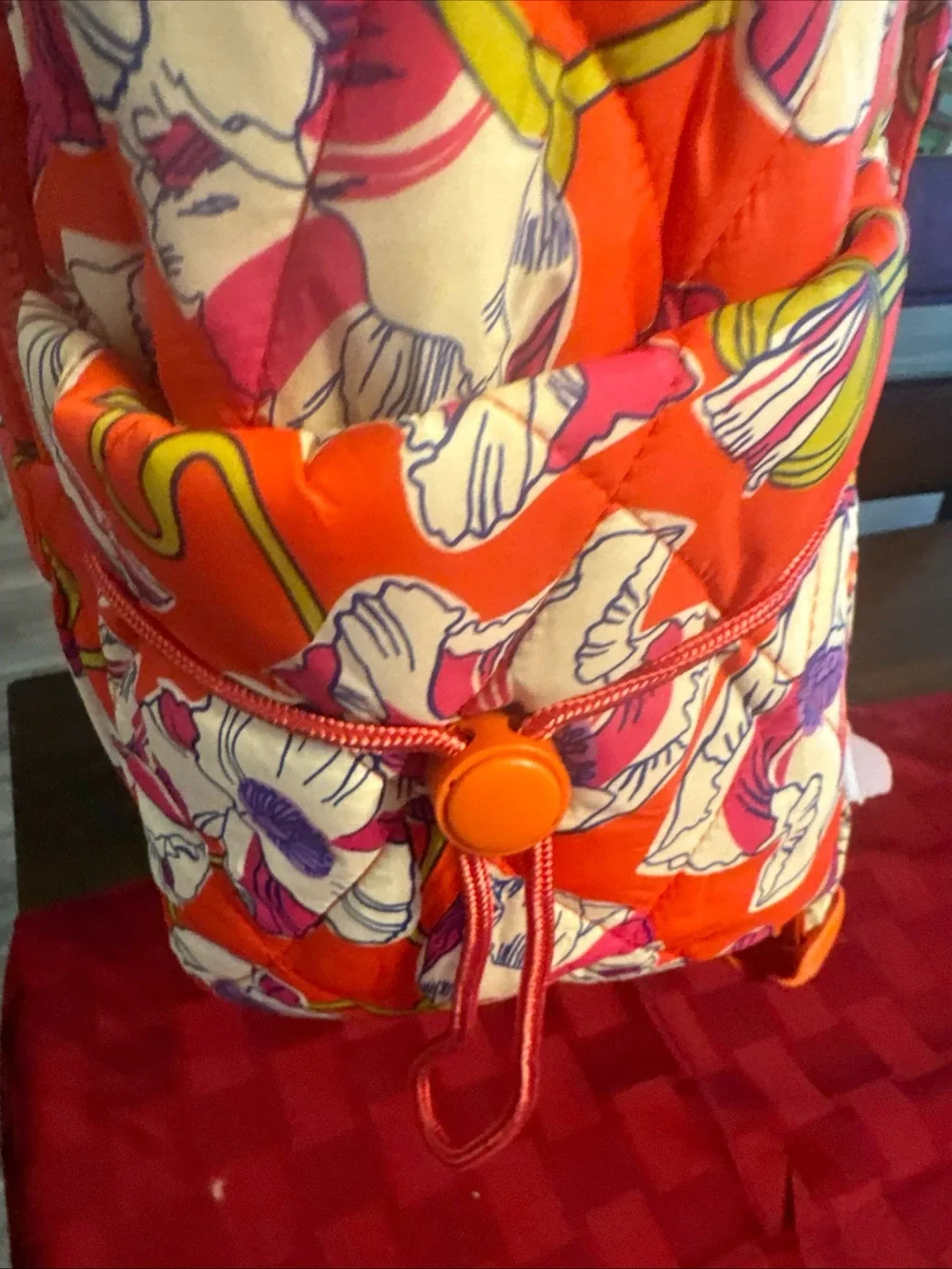 Floral Quilted cooler Backpack - Orange Floral